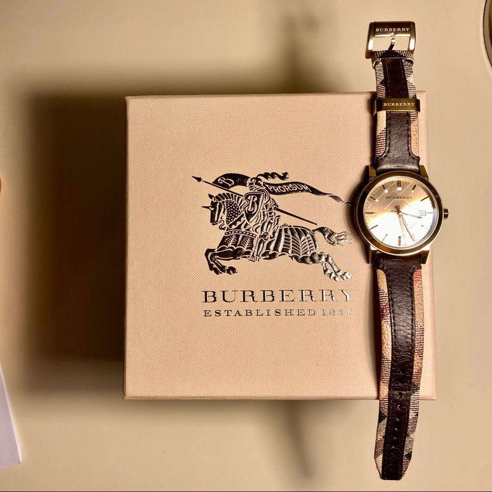 Burberry check strap watch